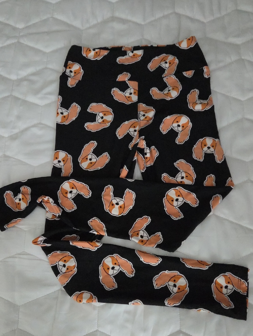 LuLaRoe Black Leggings with CKC Puppy Faces